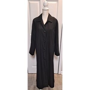 Midnight Velvet Women's Trench Coat Black Button Sz 8 Collar Full Length Gothic